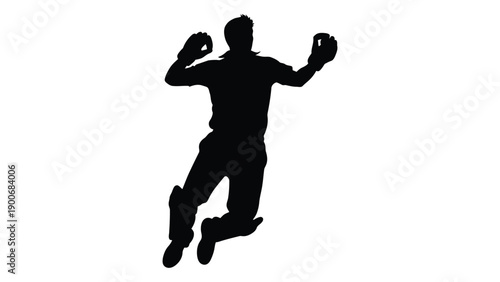 Silhouette of a handball player in the midst of throwing the ball