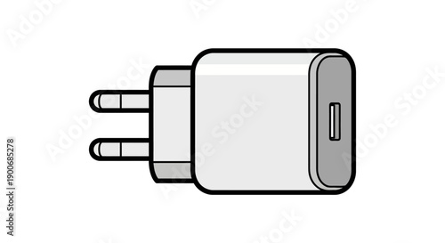 Compact USB wall charger adapter with two round pins for electrical outlet.
