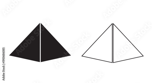 Two contrasting pyramids a solid black shape and a hollow outline