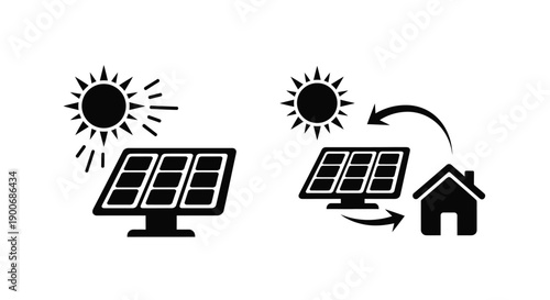 Solar panels powering a house with sunlight a renewable energy concept