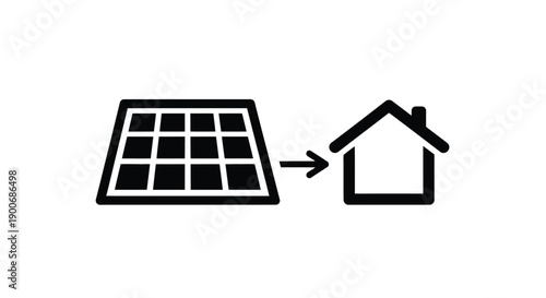Solar panel powering a house a simple energy connection illustration