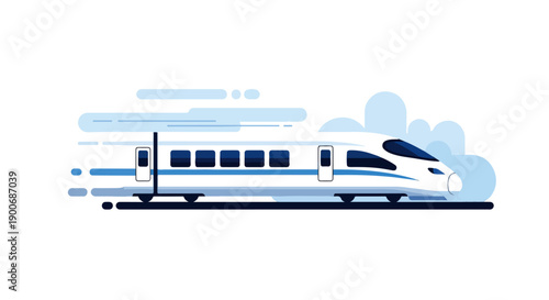 High Speed Bullet Express  Train Flat Vector Illustration on White Background