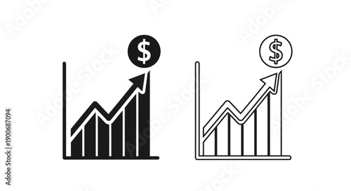 Financial growth represented by two upward trending bar graphs with dollar signs