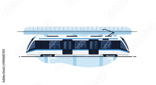 Commuter Line Train Monorail Flat Vector Illustration on White Background