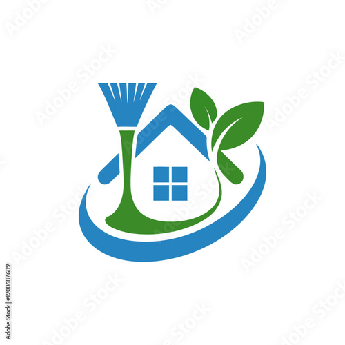 Eco friendly house cleaning logo design