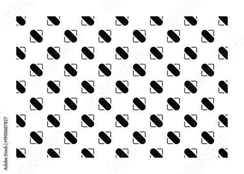 Seamless Pattern of Vector illustration Black Rounded Rectangles within Square Brackets on White