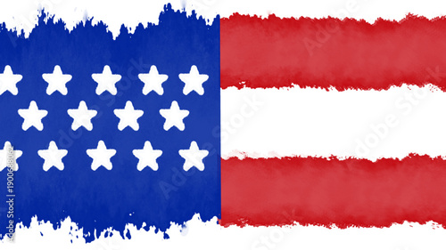 Artistic watercolor American flag painting with brush strokes