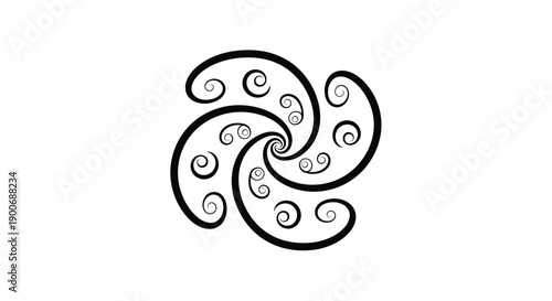 Abstract black swirls and loops on a plain white background