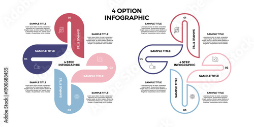 Vector infographic round circle for business presentation, banner, web, UI UX, poster business illustration with icon. Infographic 4 steps option. Editable vector