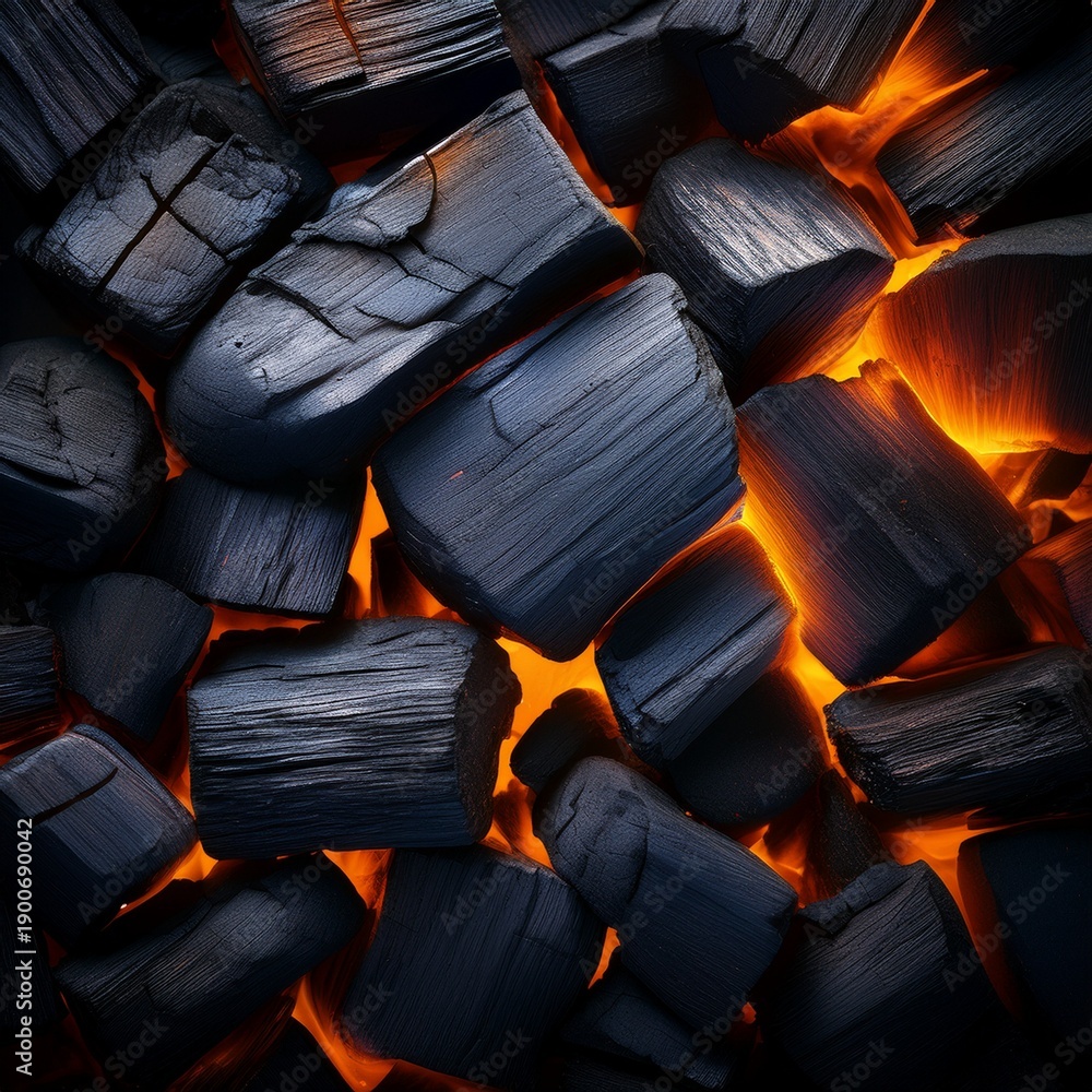 Fototapeta premium Glowing charcoal pieces