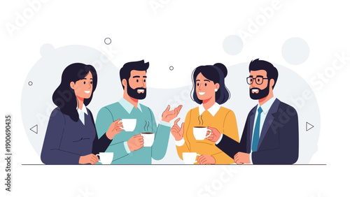 Diverse business team enjoying coffee break and discussion