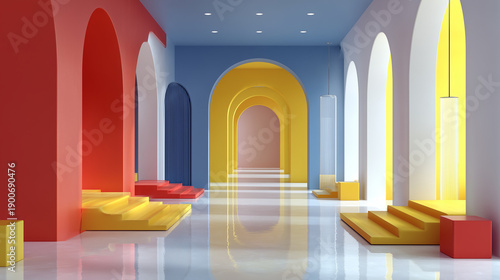 Colorful Abstract Architectural Hallway