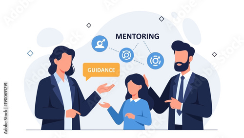 Mentoring and Guidance: Business Professional Coaching Younger Colleague