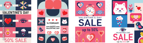 Happy valentines day vector illustration of Poster, Banner, Gift, Sales marketing, Holiday cover, 14 February, Modern and Unique design