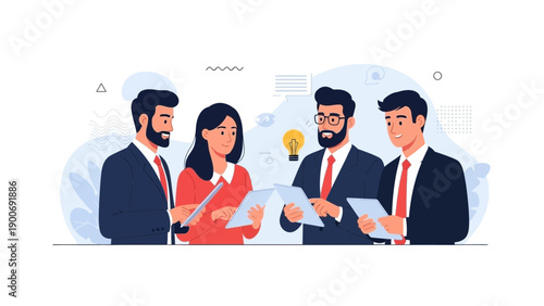 Diverse business team collaborating on project, brainstorming ideas, discussing documents