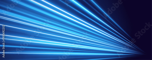 Cyan high velocity highway with glowing motion curves, sparkling particle trails and futuristic digital streaks vector
