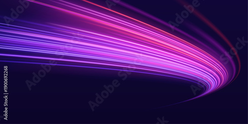 Magenta luminous expressway with flowing particle trails, sparkling neon motion and cyberpunk digital vibe vector
