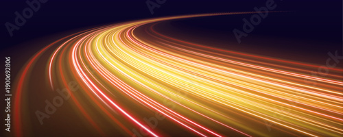 Vivid orange light streaks create a flowing highway effect with blazing motion and glowing intensity. Perfect for technology, racing, and speed-inspired graphics vector
