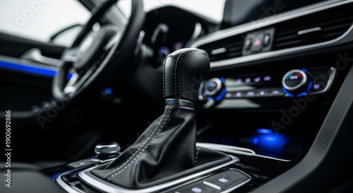 Luxury Car Interior Gear Shift Detail Modern Vehicle