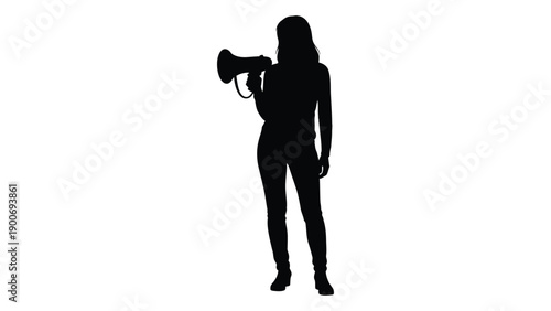 Silhouette of a woman speaking into a vintage microphone side profile