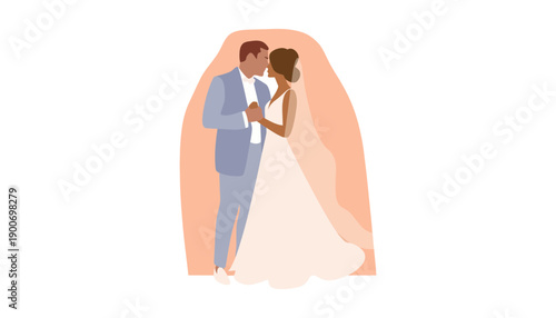 A loving couple embracing each other on their special day