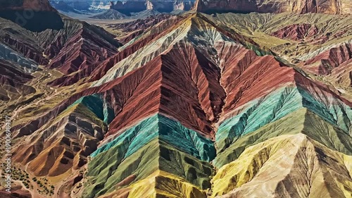 Wallpaper Mural Colorful mountain range with vibrant layers of rock formations in nature. Torontodigital.ca