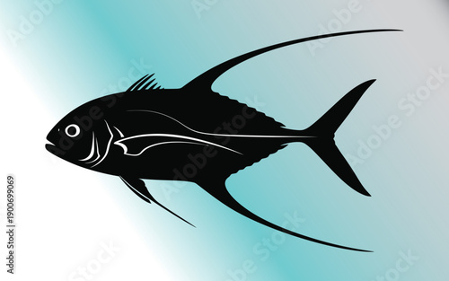 A silhouette vectorized fish for decoration.