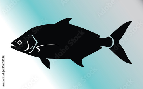 A silhouette vectorized fish for decoration.