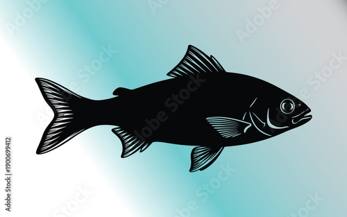 A silhouette vectorized fish for decoration.