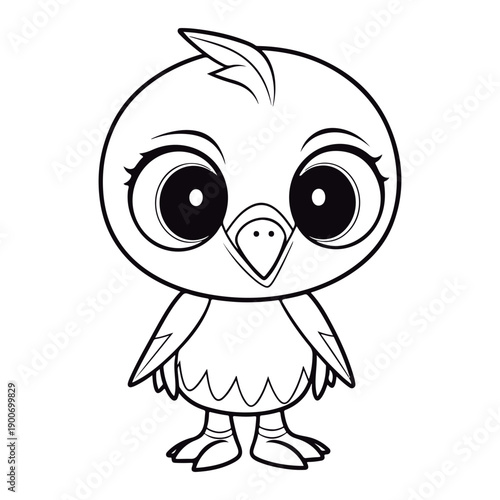 Coloring book for kids baby Vulture kawai vector Black vector illustration.