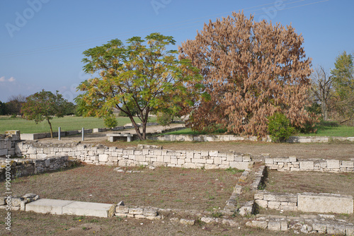 Photography Ancient city Pella ruins showing greek architecture and trees