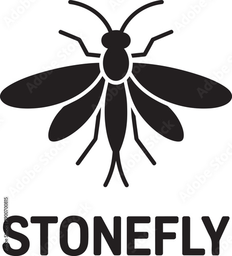 Stonefly insect illustration vector silhouette isolated on transparent background for design