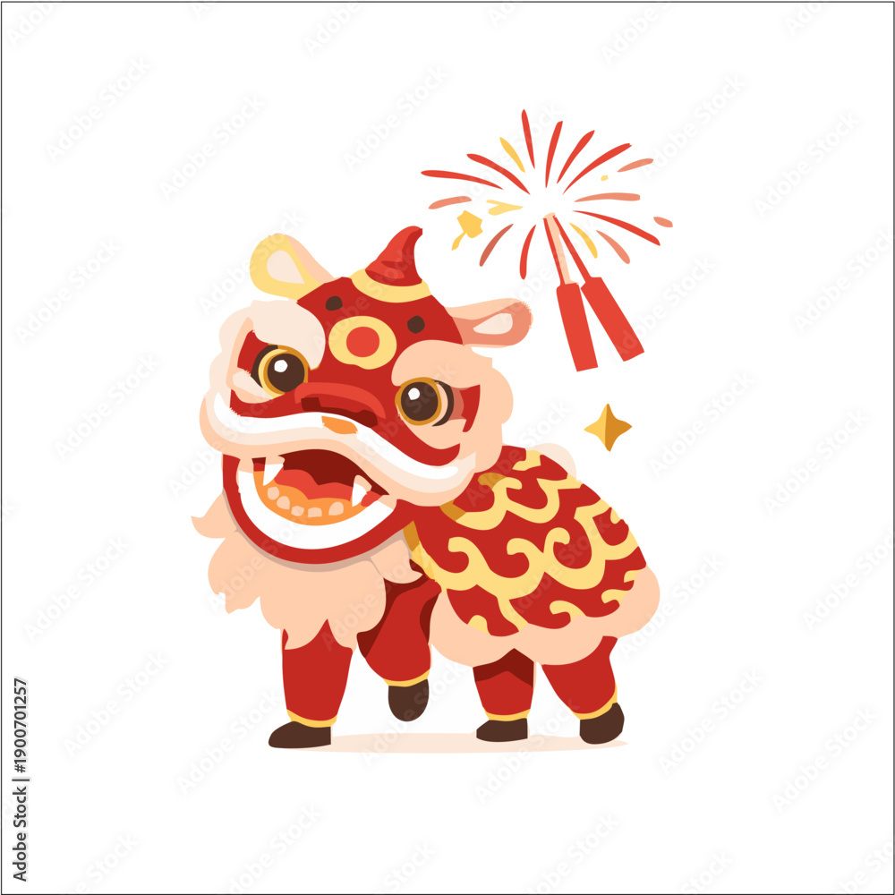 Fototapeta premium Cute red dragon monster head illustration featuring a funny smile and heart design as a vibrant vector art icon
