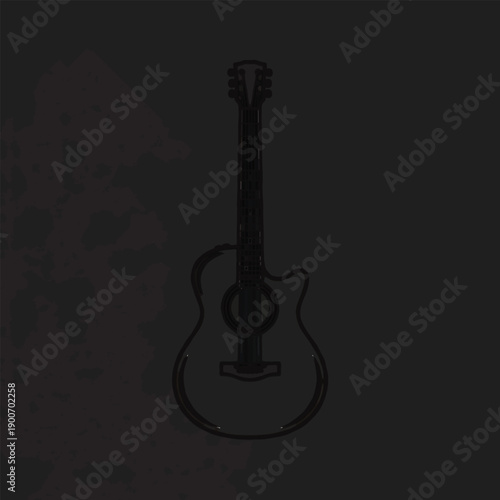 Acoustic guitar sketch with a clean and simple design.