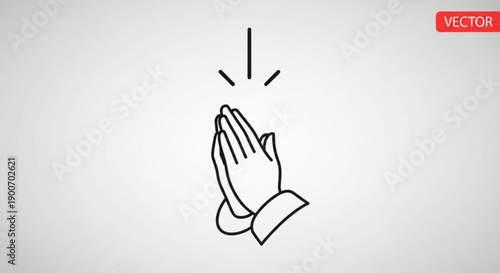 Praying Hands Vector Illustration on White Background