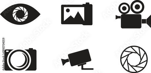 Photo icon set vector illustration for camera gallery image picture symbol isolated on white background modern flat design collection group for website mobile app ui ux.