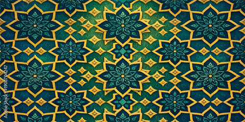 Vintage floral vector design featuring a seamless abstract pattern with antique tiles and textile texture for decorative wallpaper and fabric backdrop illustration