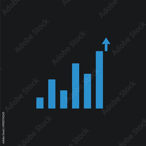 Blue Bar Graph with Upward Arrow Indicating Growth.