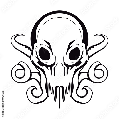 Coloring book for kids Hydra vector Black vector illustration.