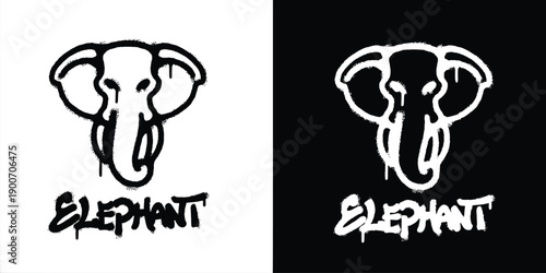 Graffiti elephant logo vector design