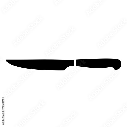 Black Silhouette of a Table Knife on White Background Vector Silverware Icon for Dining and Restaurant