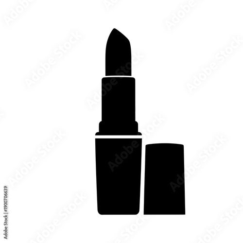 Elegant Lipstick Silhouette Vector Icon - Makeup Beauty Product Black Shape Illustration Isolated on White Background for Cosmetics Design