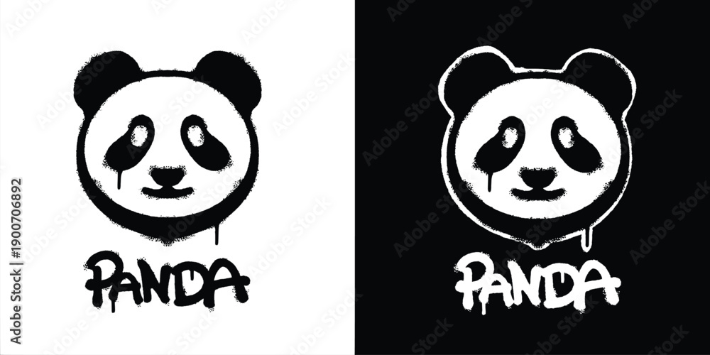 Obraz premium Graffiti panda logo vector design