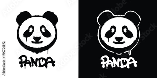 Graffiti panda logo vector design