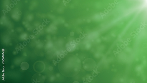 Soft green bokeh background with light rays and blur