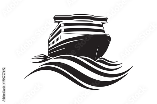 Luxury ship silhouette with white background