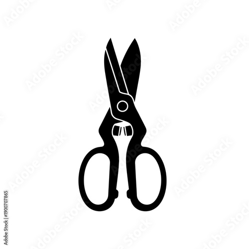 Garden Pruning Shears Silhouette Vector Icon - Scissors Cutter Tool Black Shape Illustration Isolated on White Background for Gardening Art