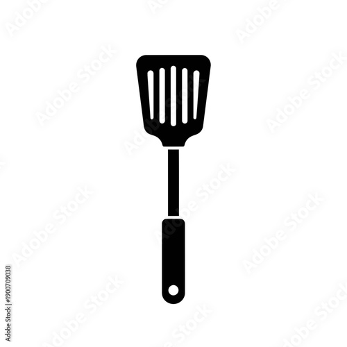 Silhouette of a Kitchen Spatula Vector Icon - Cooking Utensil Tool Black Shape Illustration Isolated on White Background