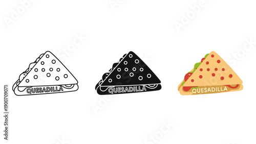 Three different illustrations of pizza slices Vector