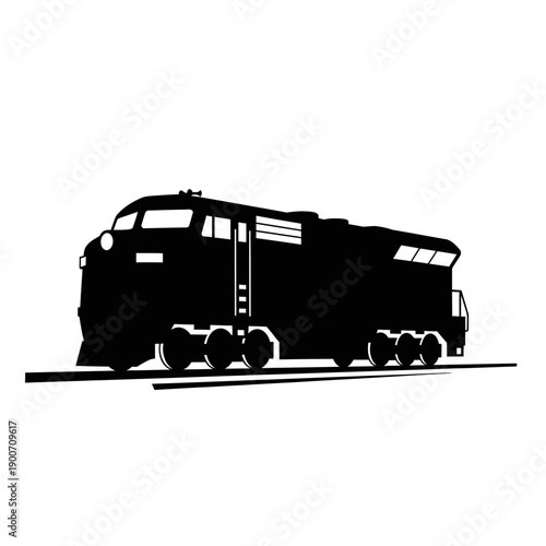 Silhouette of a Steam Train Vector Icon - Locomotive Railway Engine Black Shape Illustration Isolated on White Background